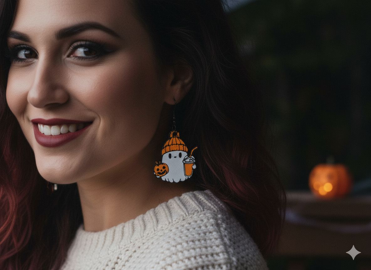 Glow-in-the-dark ghost earrings – fall accessories