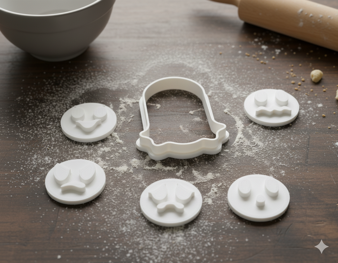 Expressive Ghost Cookie Cutter & Stamp Set - Create Unique Halloween Treats