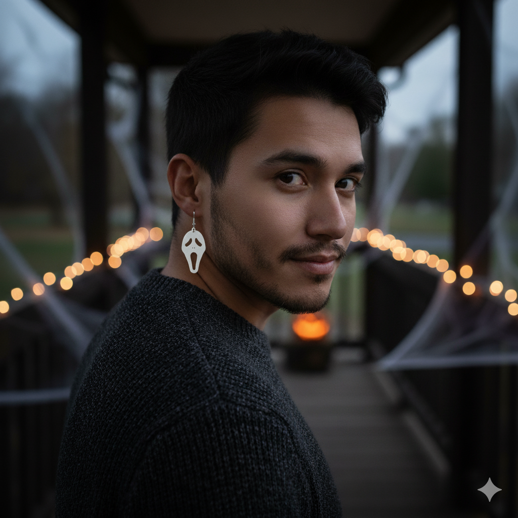 Ghastly ghostface earrings – Halloween accessories