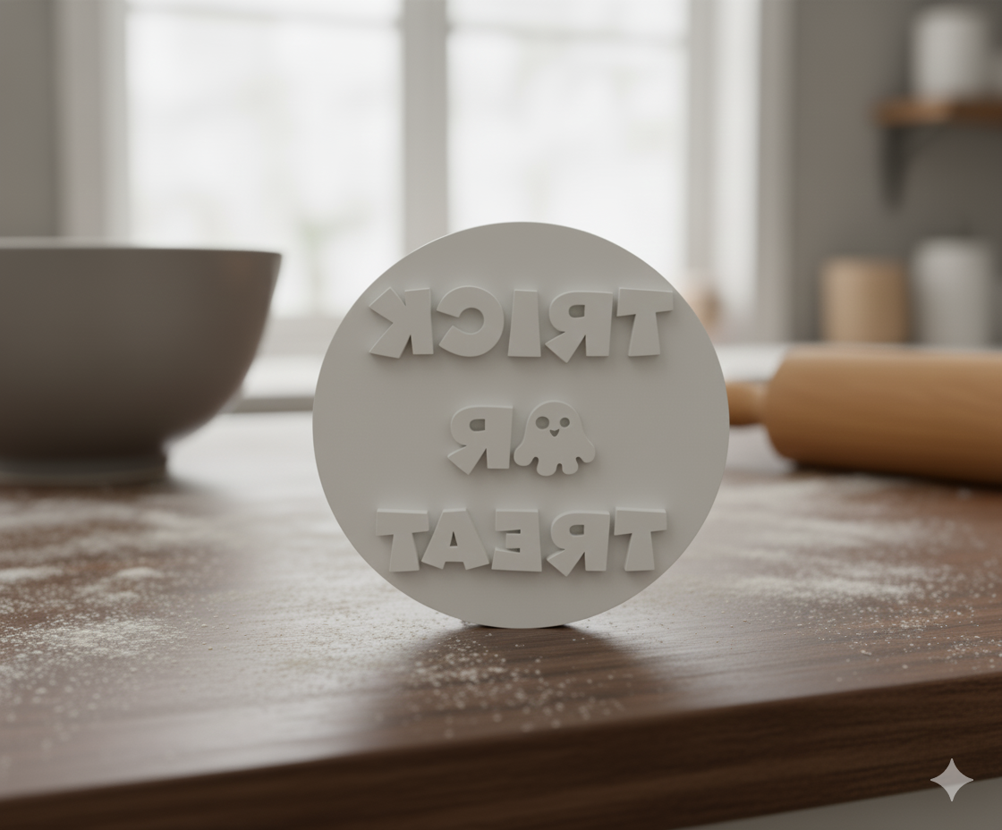 Trick or Treat Cookie Stamper - Halloween Message Round Design
