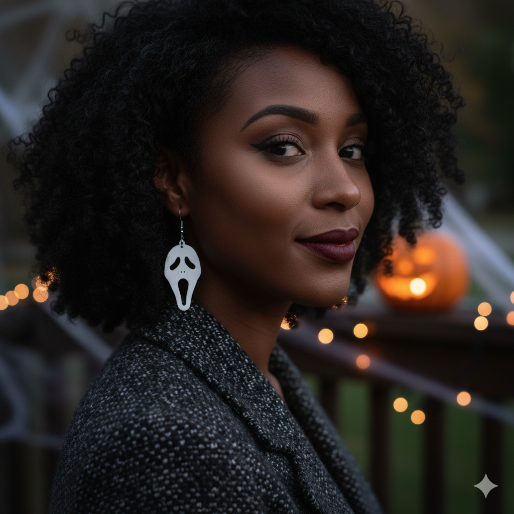 Ghastly ghostface earrings – Halloween accessories