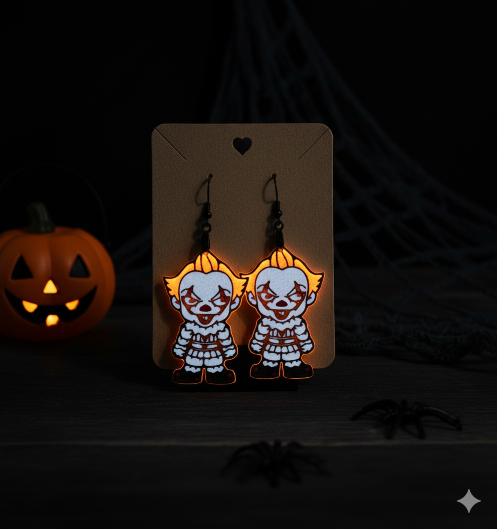 Spooky Glow-in-the-Dark Pennywise Earrings