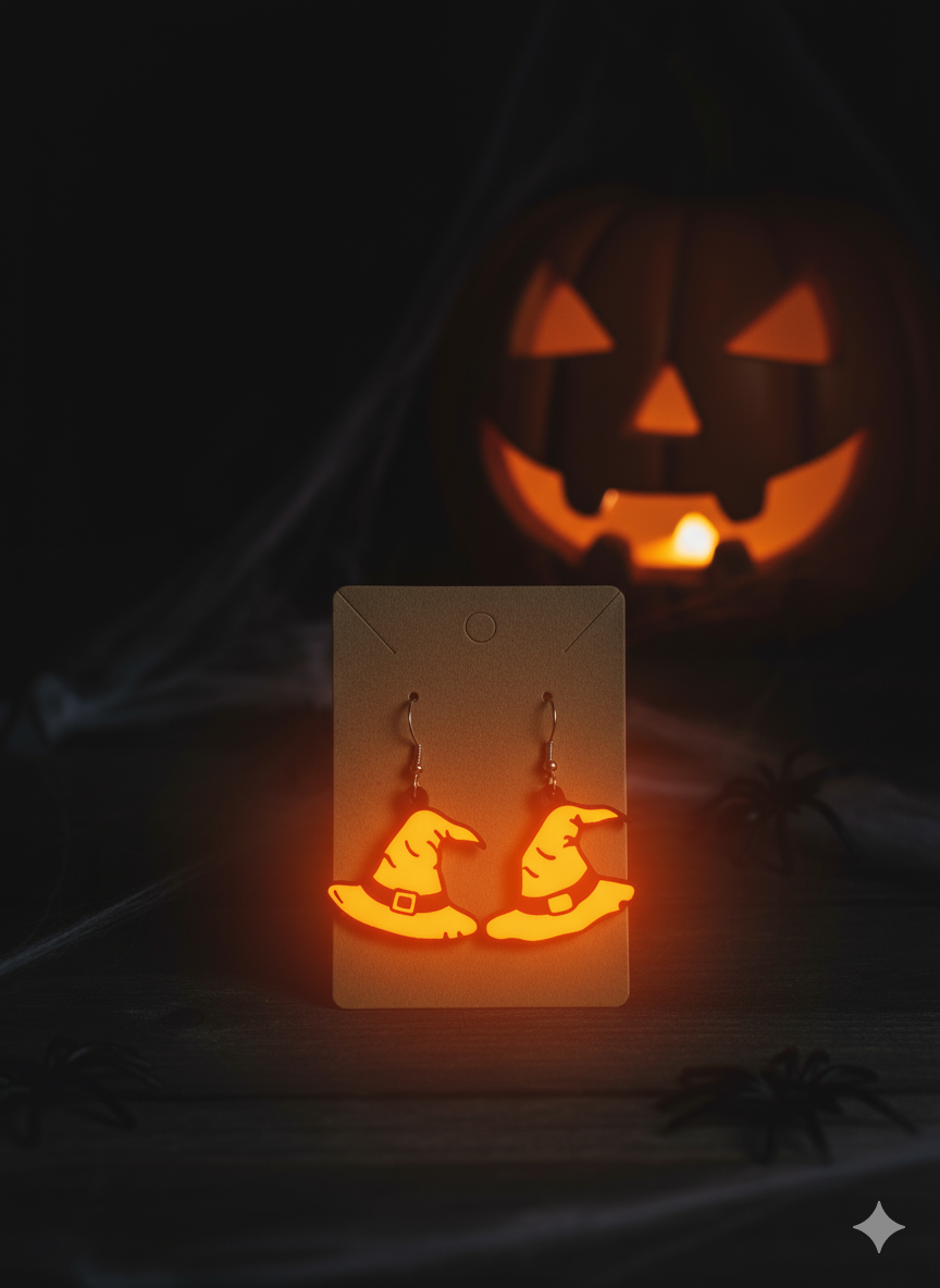 Witch hat glow-in-the-dark earrings