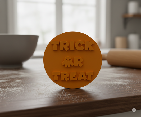 Trick or Treat Cookie Stamper - Halloween Message Round Design