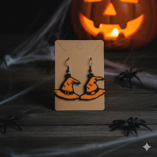 Witch hat glow-in-the-dark earrings