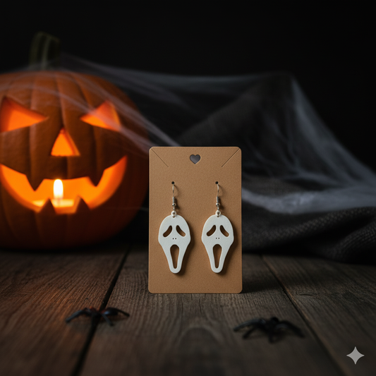 Ghastly ghostface earrings – Halloween accessories