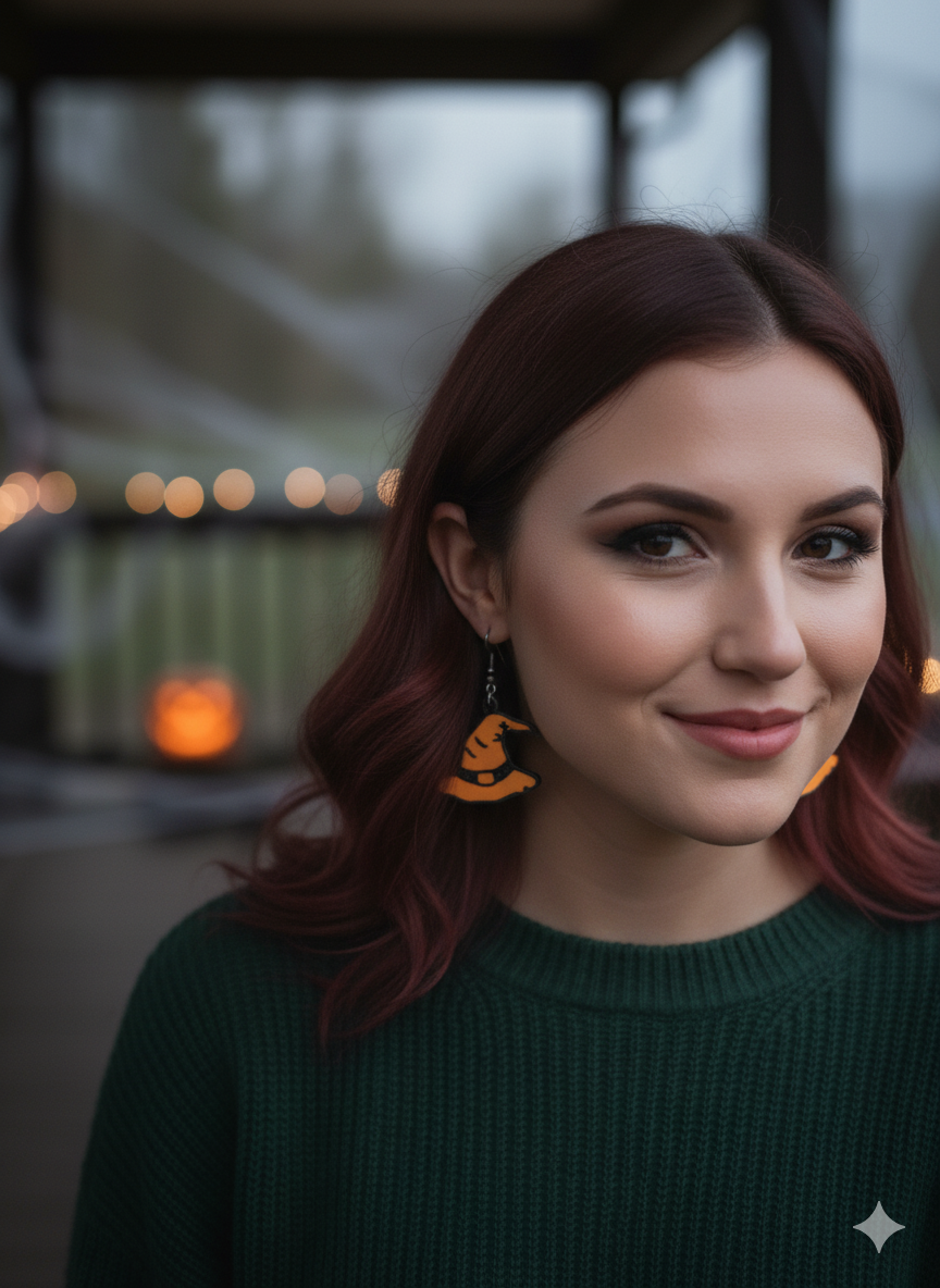 Witch hat glow-in-the-dark earrings