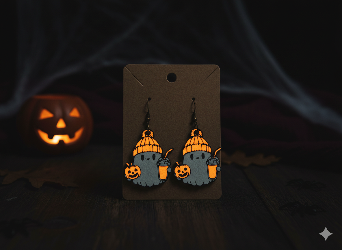 Glow-in-the-dark ghost earrings – fall accessories