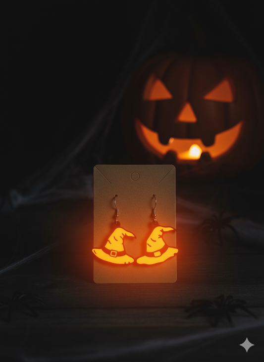 Witch hat glow-in-the-dark earrings